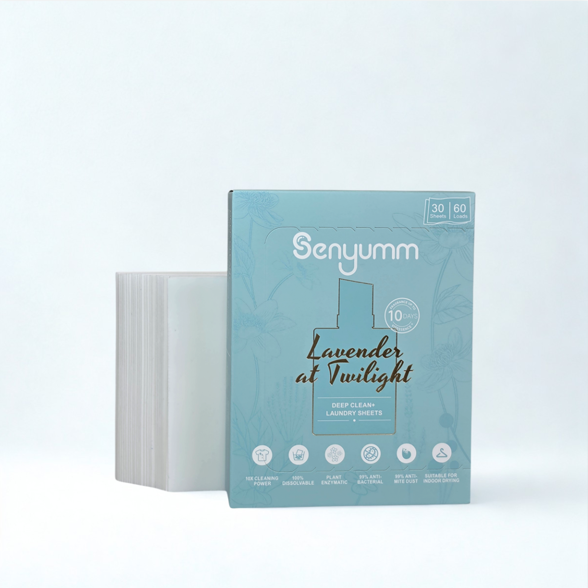 Senyumm Lavender at Twilight laundry sheets — fine fragrance fabric care Malaysia