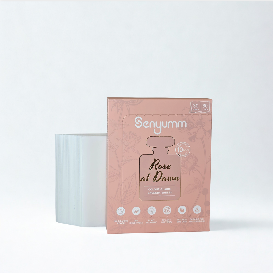 Senyumm Rose at Dawn laundry sheets — fine fragrance fabric care Malaysia