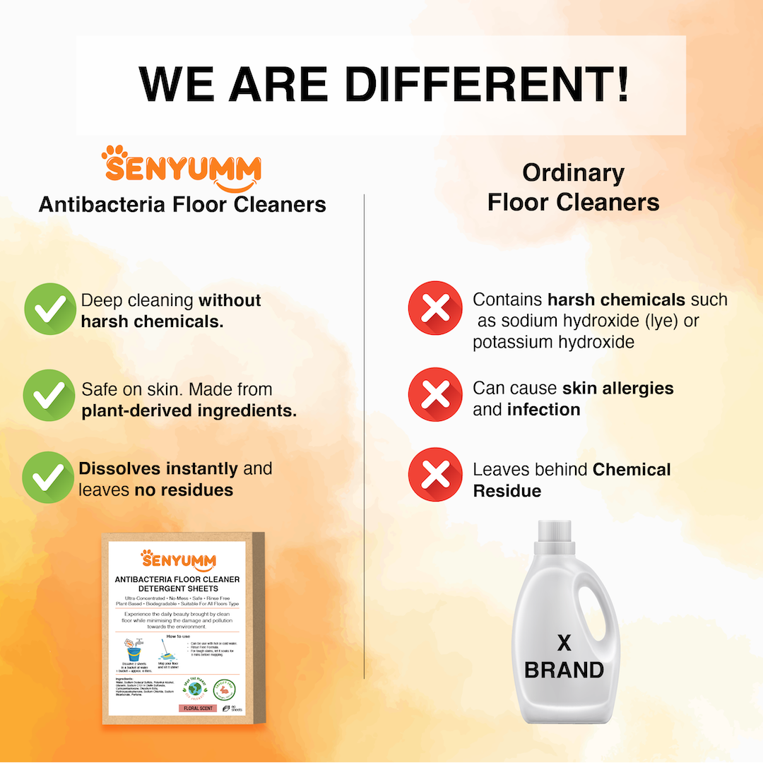SENYUMM Anti-Bacterial Floor Detergent Sheets - Floral