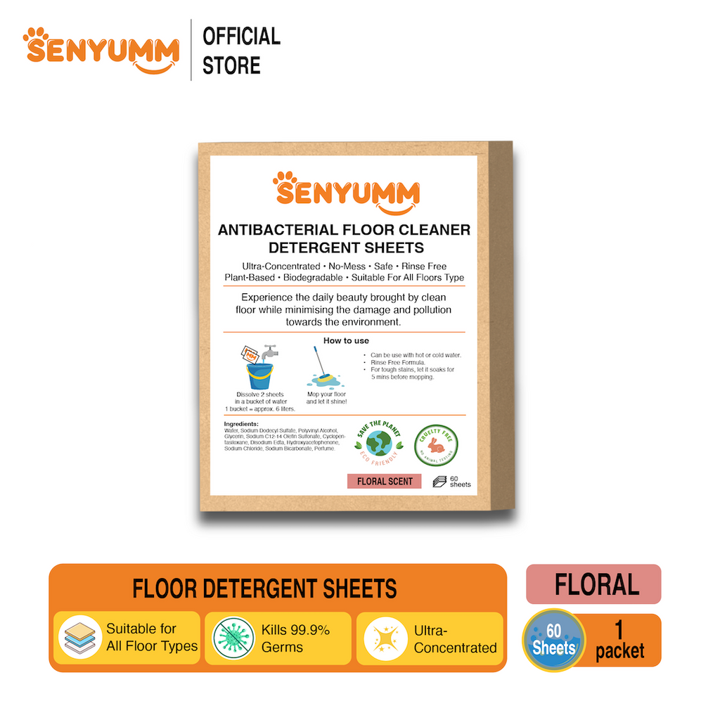 SENYUMM Anti-Bacterial Floor Detergent Sheets - Floral