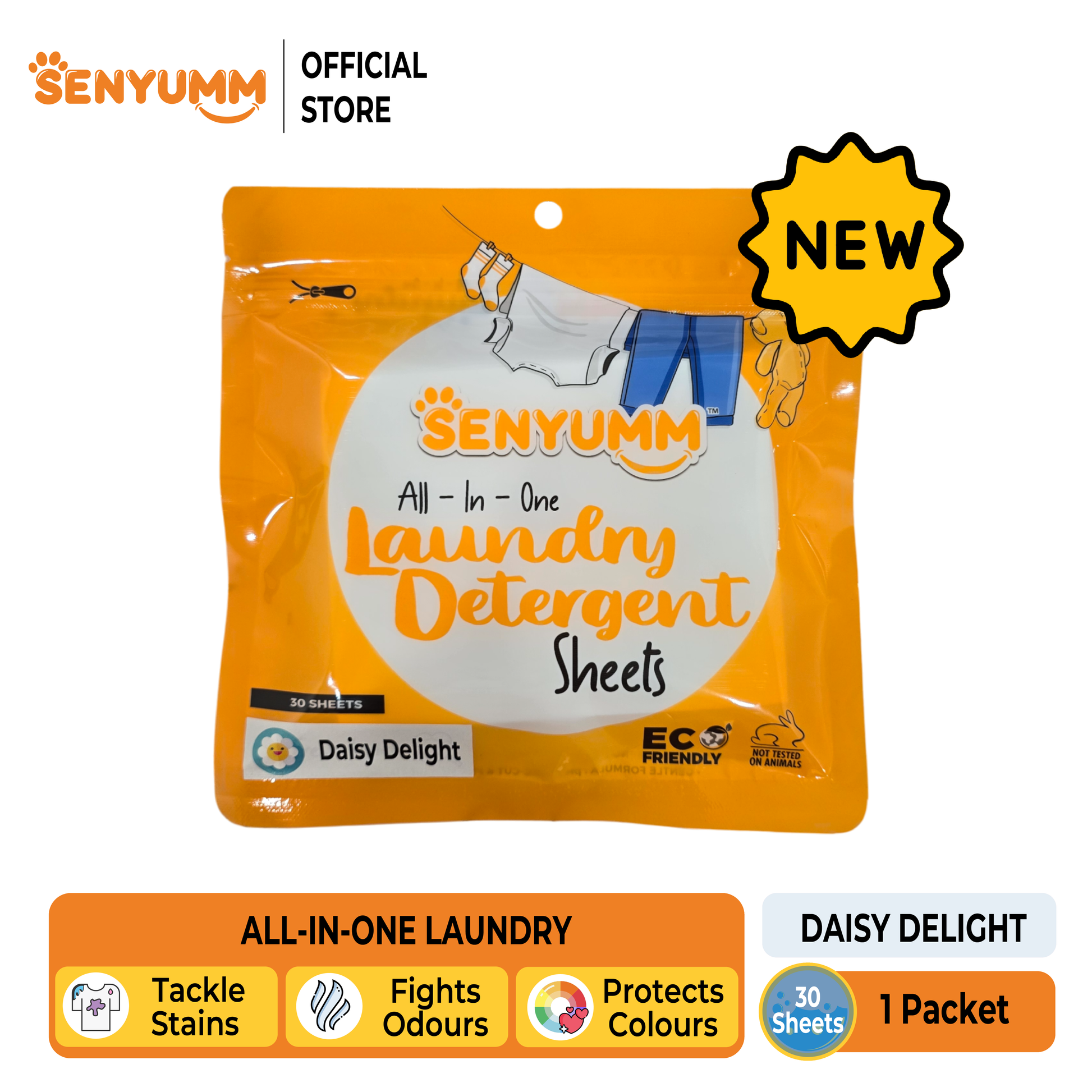 SENYUMM Eco-friendly Laundry Detergent Sheets - Daisy Delight