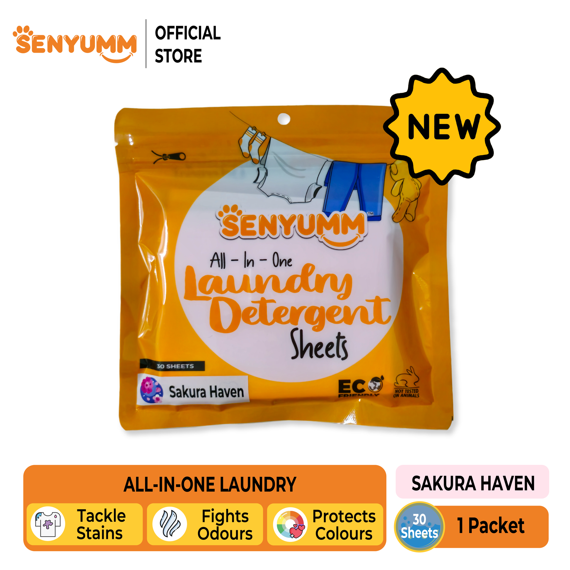SENYUMM Eco-friendly Laundry Detergent Sheets - Sakura Haven
